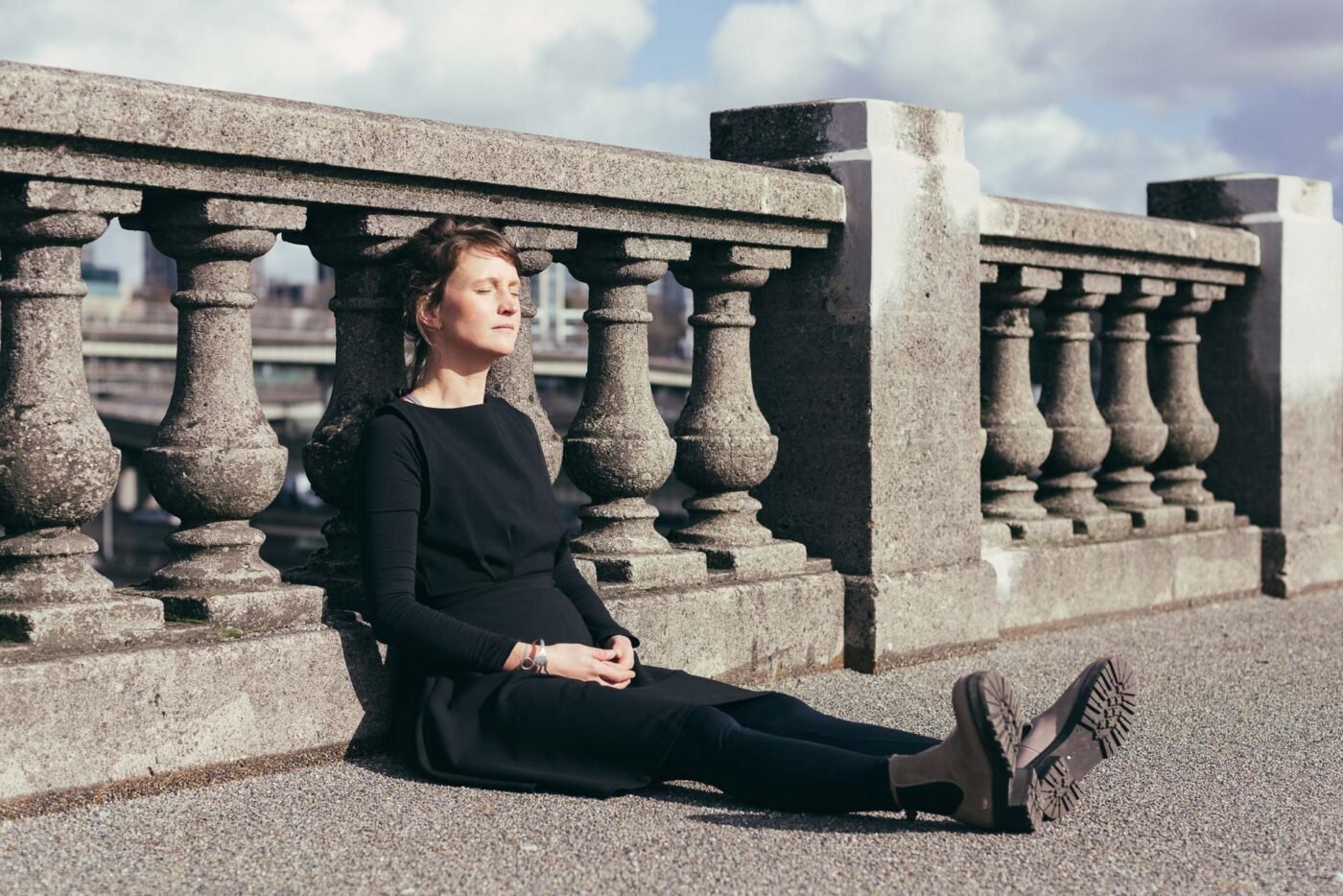 anika-sitting-on-burnside-bridge-portland